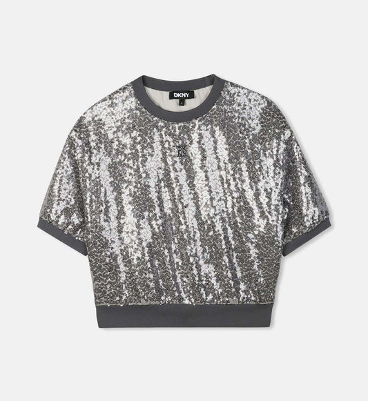Sequined Short-Sleeved Top