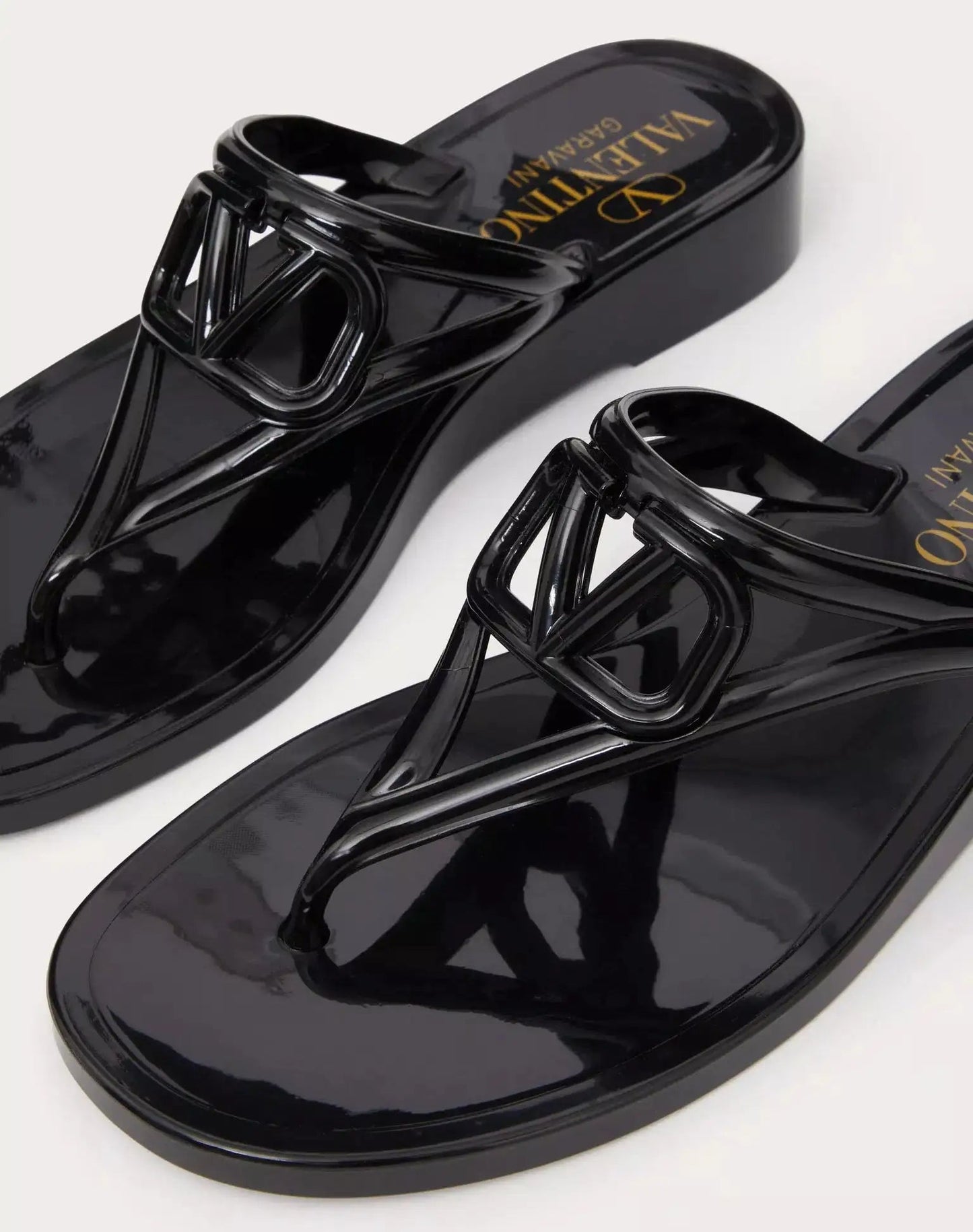 VALENTINO - Обувки - V Logo Black Slides - Love|Labels