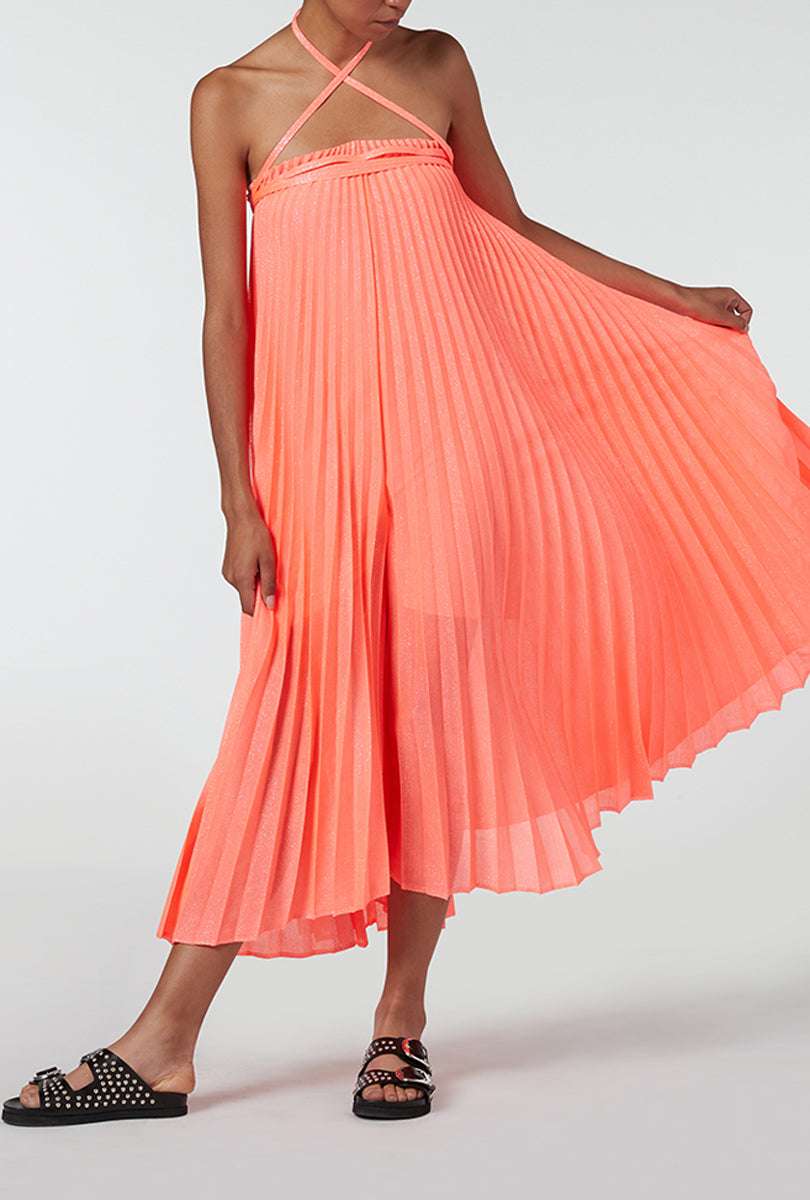 Neon Lurex Pleated Playsuit