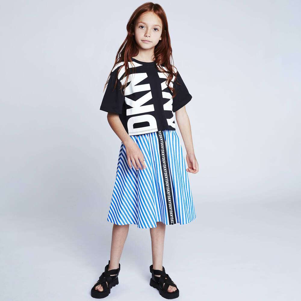 DKNY - Поли - Blue Striped Cotton Skirt - Love|Labels