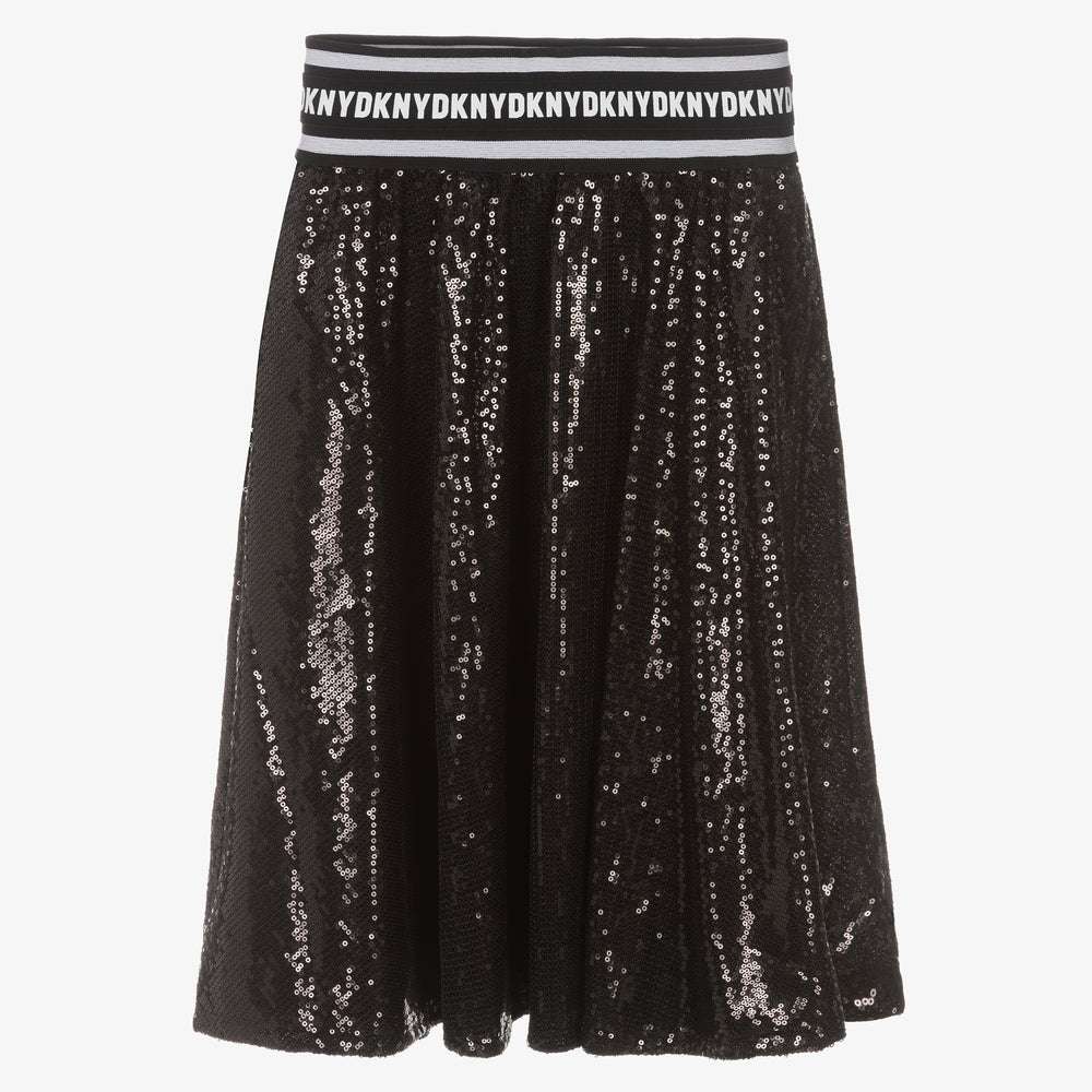 Black Sequin Logo Skirt