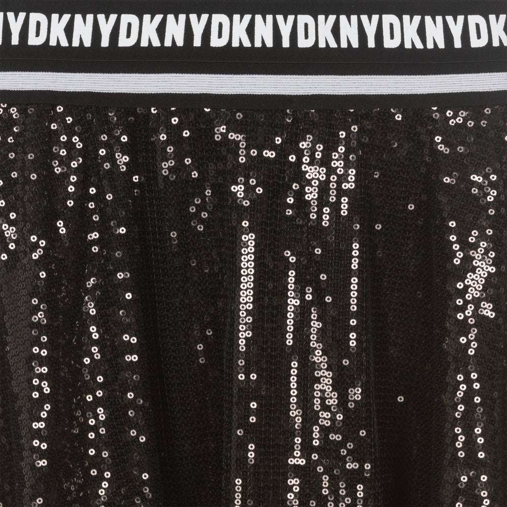 Black Sequin Logo Skirt