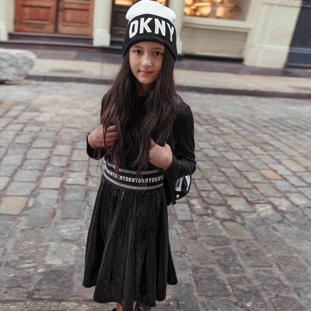 Black Sequin Logo Skirt