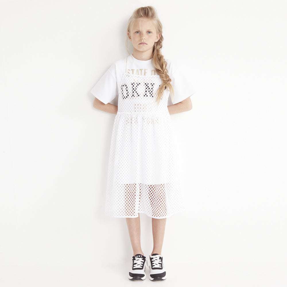 White Mesh 2-in-1 Dress
