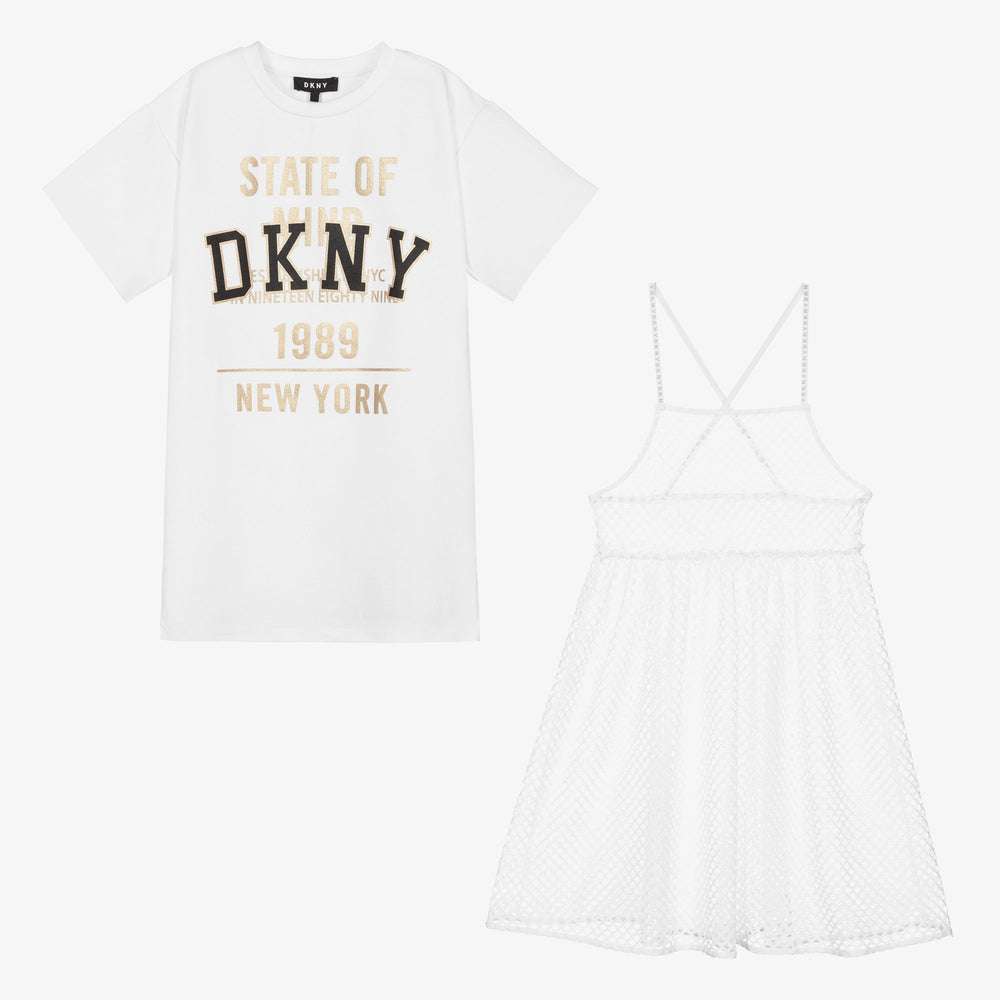 White Mesh 2-in-1 Dress