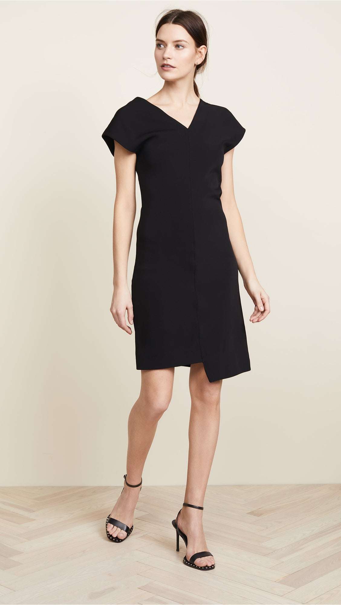 Helmut Lang - Рокли - Black Asymmetric Short - Sleeve Dress - Love|Labels