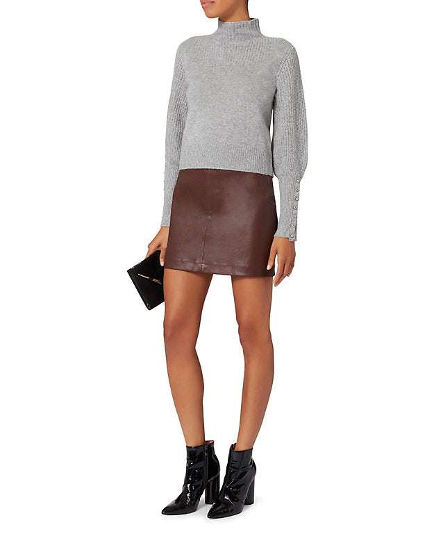 Helmut Lang - Поли - Brown Leather Mini Skirt - Love|Labels