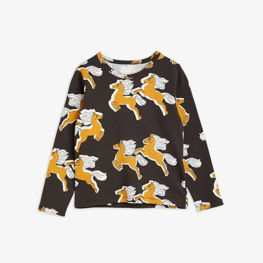 Mini Rodini - Блузи - Black Horses Long Sleeve T-Shirt - Love|Labels