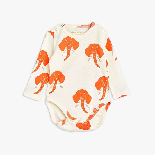 Mini Rodini - Ромпери - Elephant Long Sleeve Body - Love|Labels