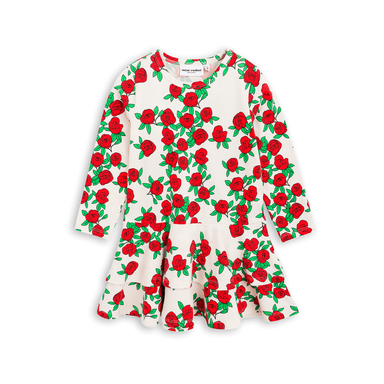 Mini Rodini - Рокли - Red Roses Long - Sleeve Dress - Love|Labels