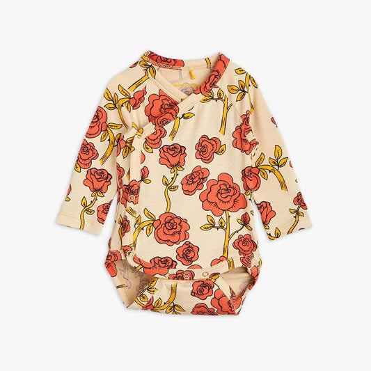 Mini Rodini - Ромпери - Roses Wrap Bodysuit Red - Love|Labels