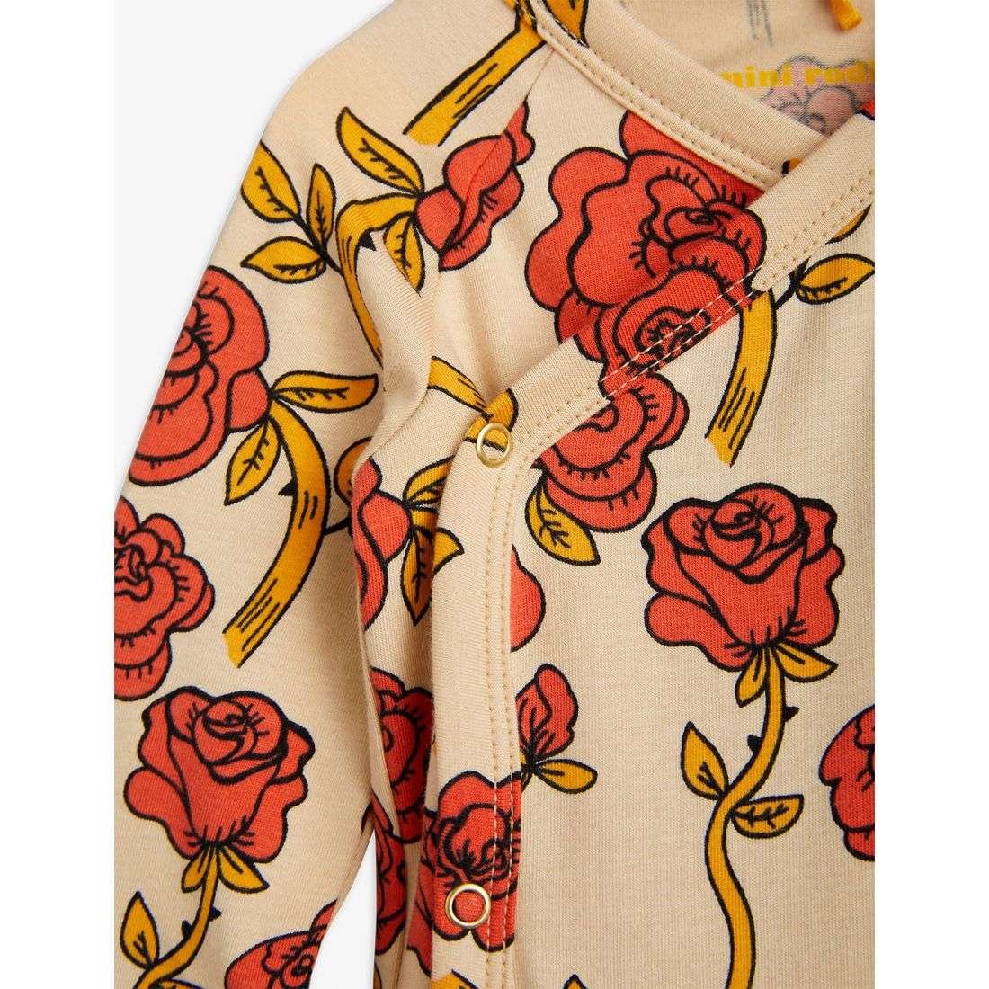 Mini Rodini - Ромпери - Roses Wrap Bodysuit Red - Love|Labels
