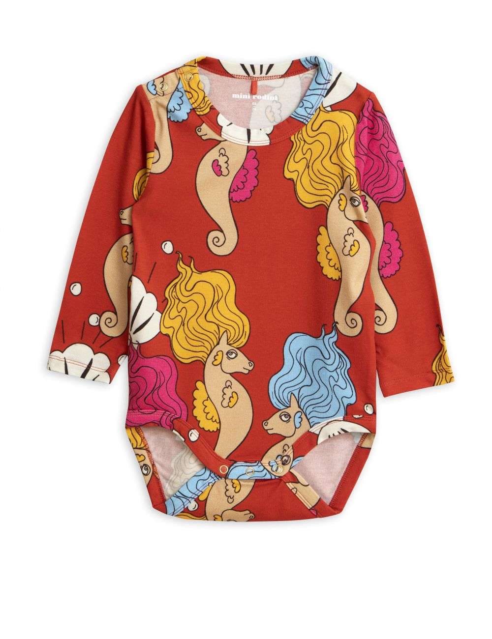 Mini Rodini - Ромпери - Seahorses Long - Sleeve Bodysuit - Love|Labels