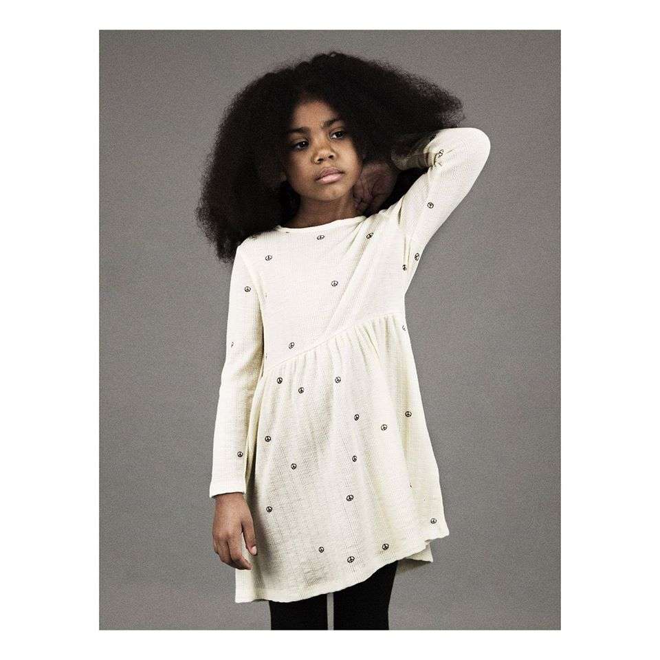 Mini Rodini - Рокли - White Long - Sleeve Knit Dress - Love|Labels
