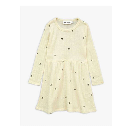 Mini Rodini - Рокли - White Long - Sleeve Knit Dress - Love|Labels