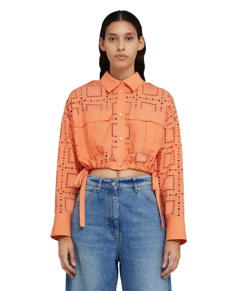 MSGM - Ризи - Broderie - Anglaise Cropped Shirt - Love|Labels
