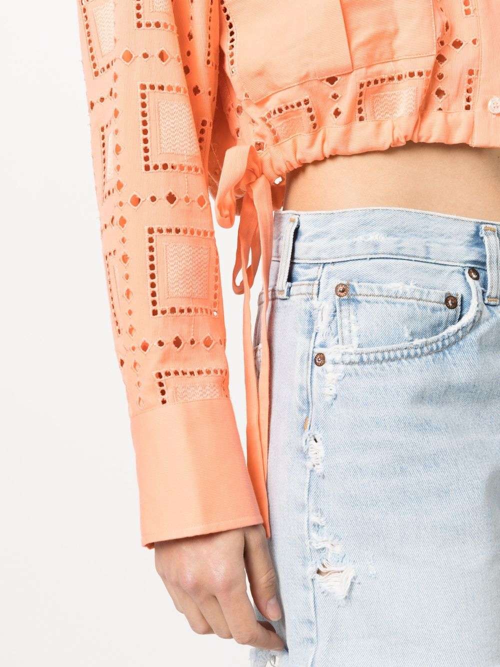 MSGM - Ризи - Broderie - Anglaise Cropped Shirt - Love|Labels