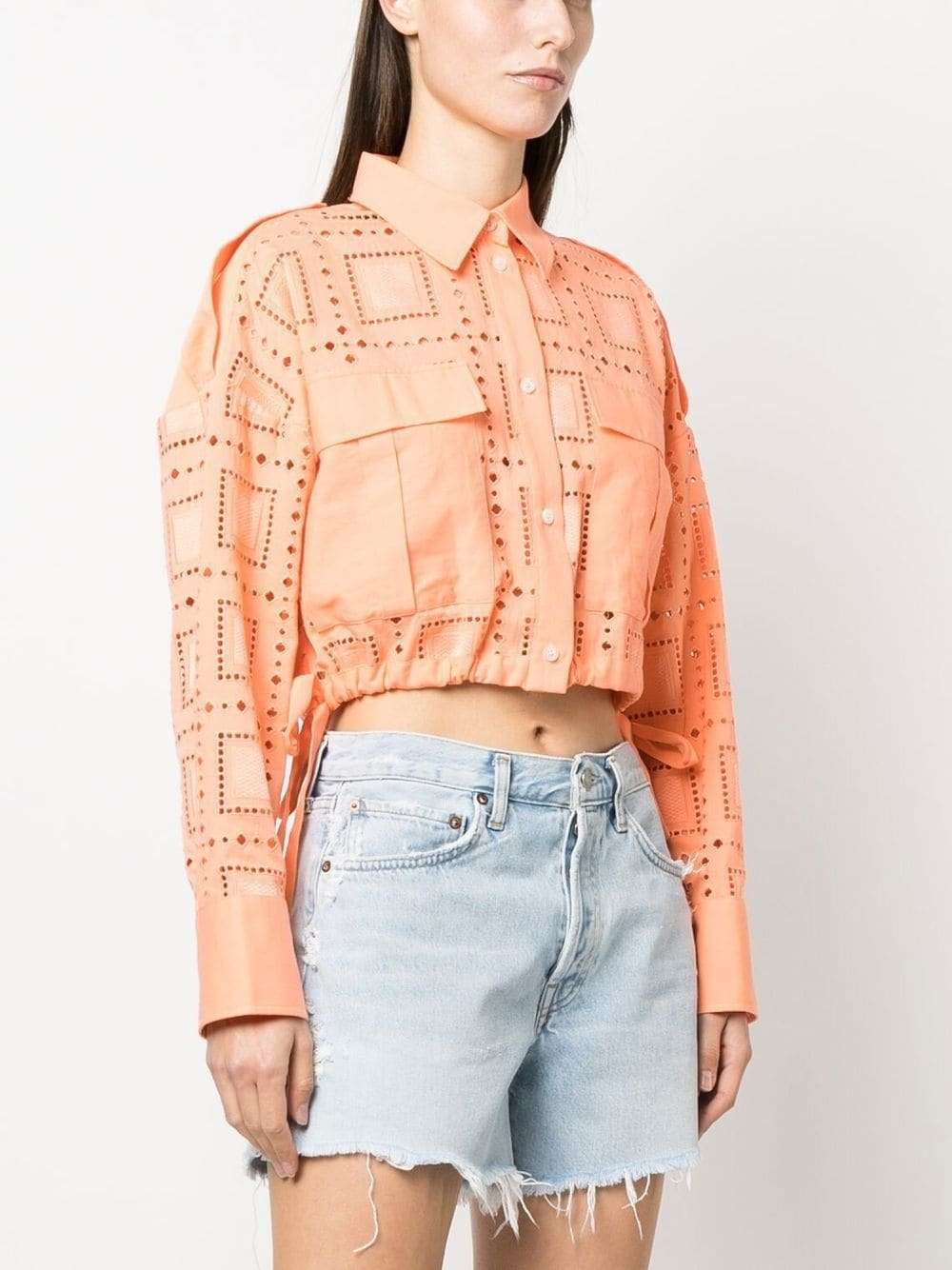 MSGM - Ризи - Broderie - Anglaise Cropped Shirt - Love|Labels