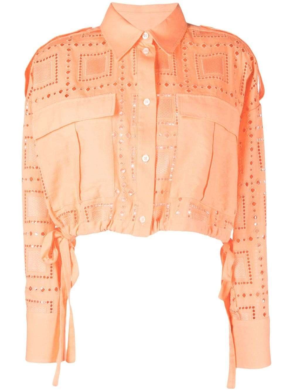 MSGM - Ризи - Broderie - Anglaise Cropped Shirt - Love|Labels