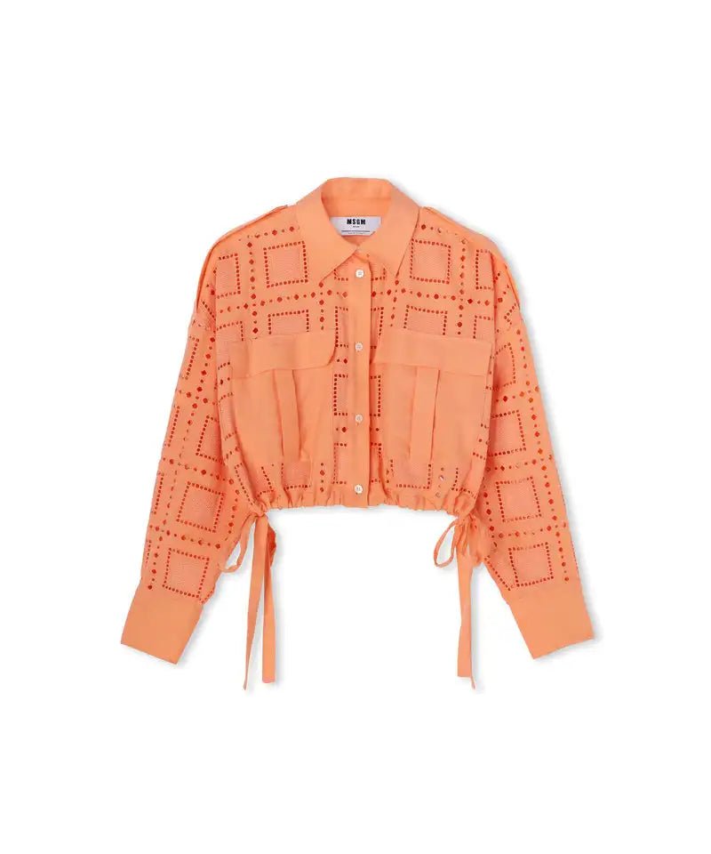 MSGM - Ризи - Broderie - Anglaise Cropped Shirt - Love|Labels