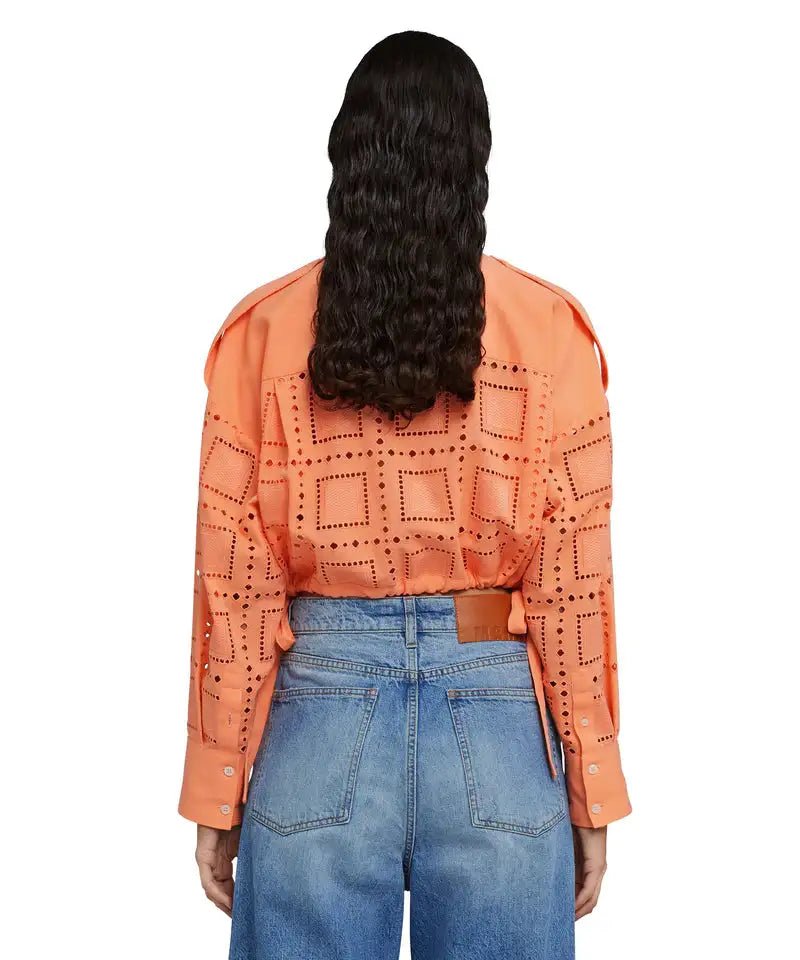 MSGM - Ризи - Broderie - Anglaise Cropped Shirt - Love|Labels
