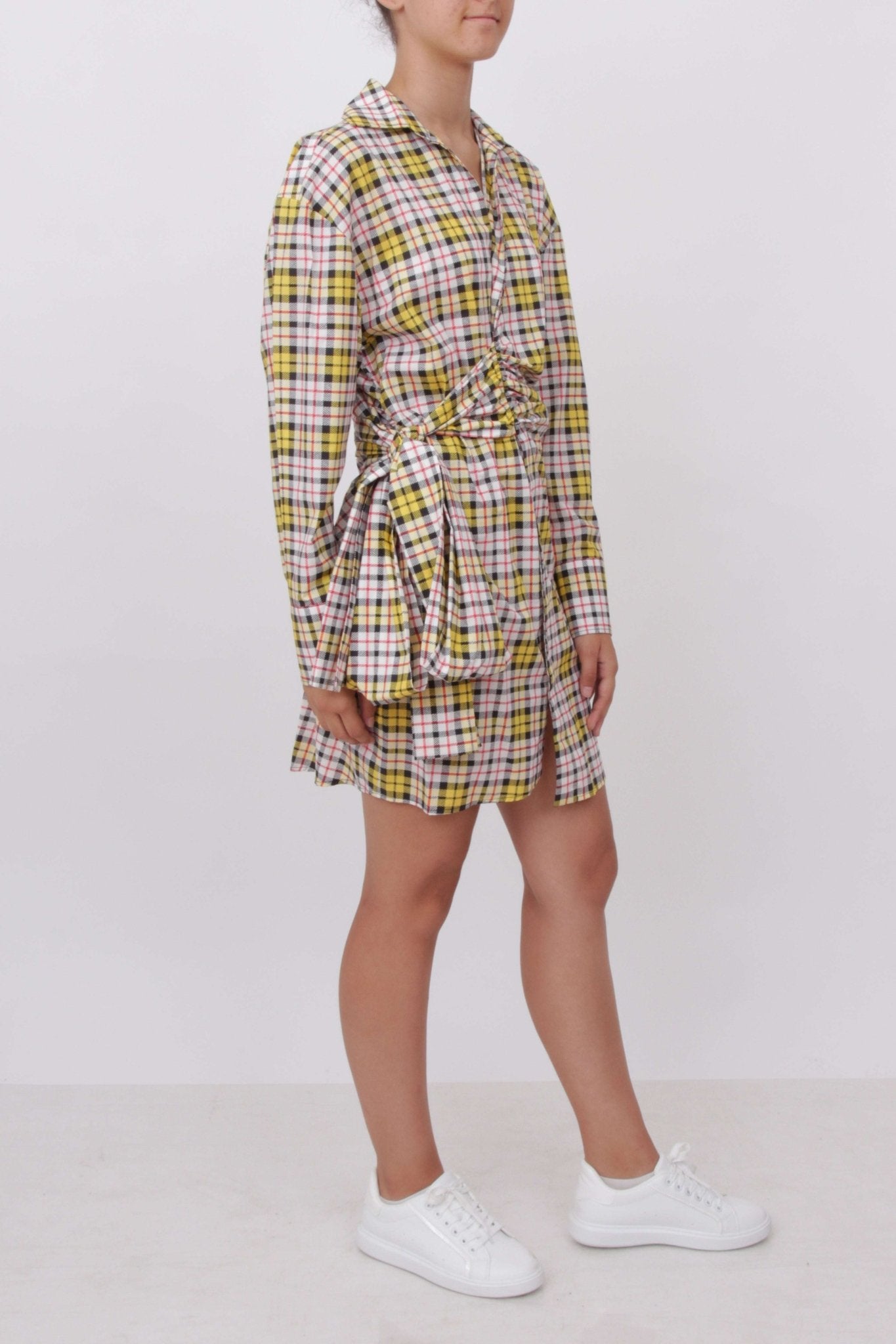 MSGM - Рокли - Checked Knot Shirt Dress - Love|Labels