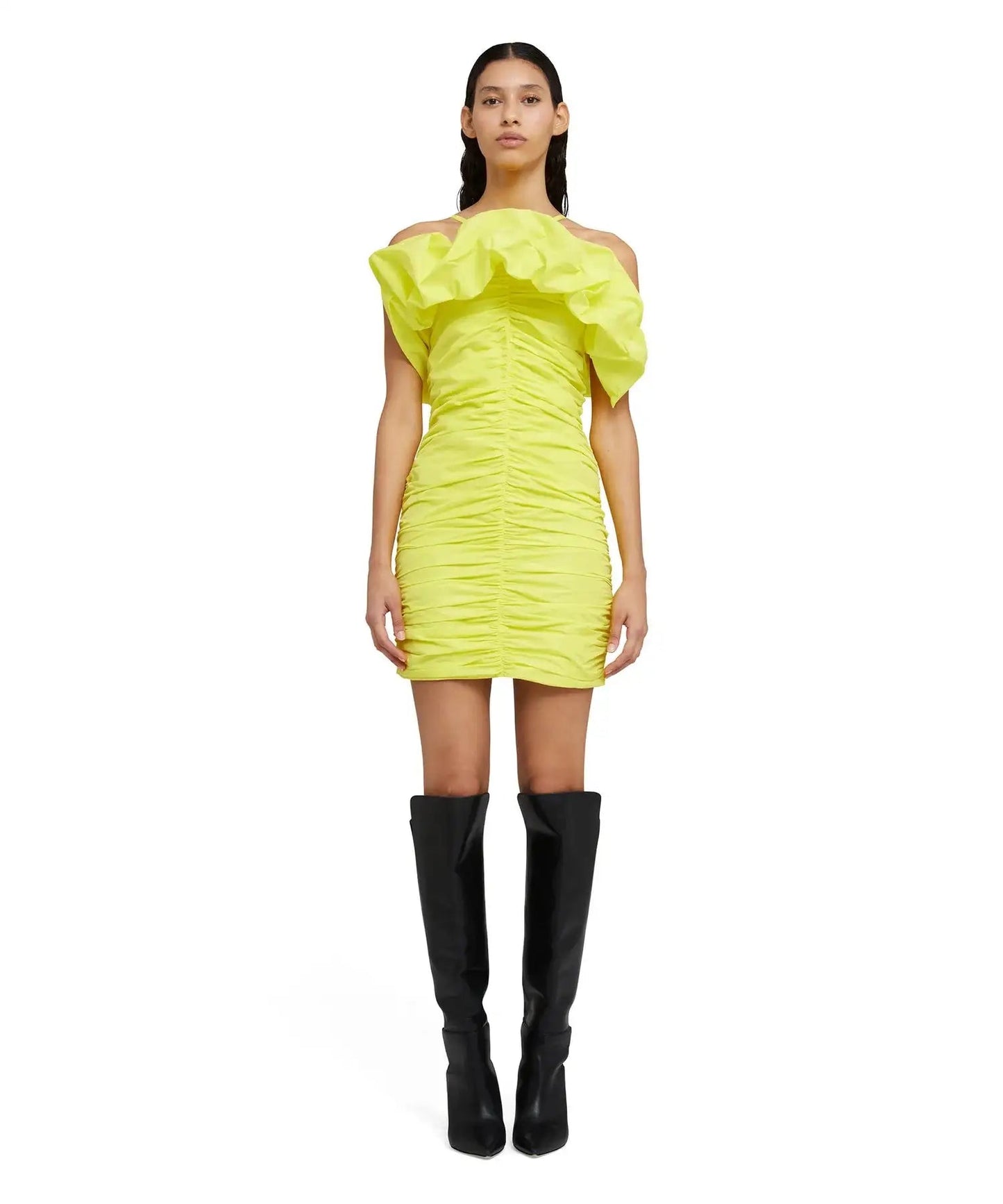 MSGM - Рокли - Ruched Ruffle - Trim Mini Dress - Love|Labels