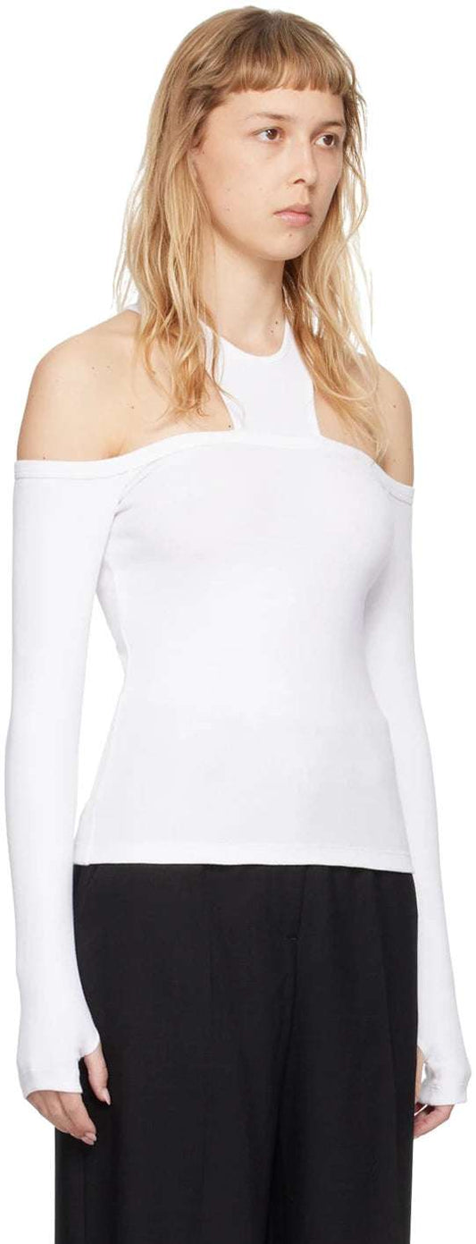 MSGM - Блузи - White Cutout Long Sleeve T-Shirt - Love|Labels