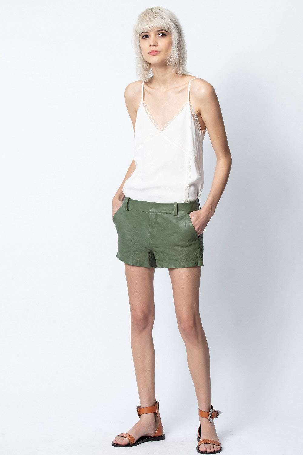 Zadig&Voltaire u0428u043eu0440u0442u0438 SIMIO CRINKLE LEATHER SHORTS