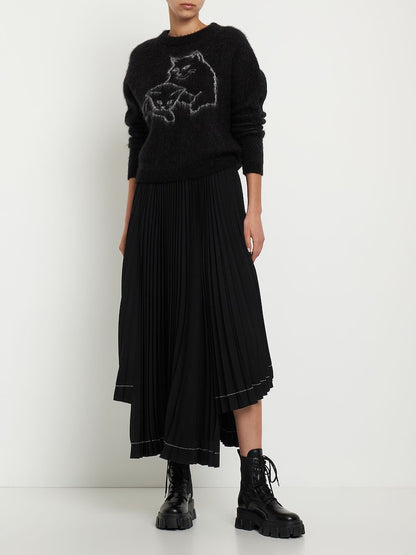 Pleated Asymmetric Long Skirt