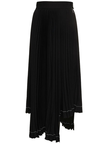 Pleated Asymmetric Long Skirt