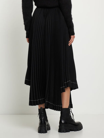 Pleated Asymmetric Long Skirt