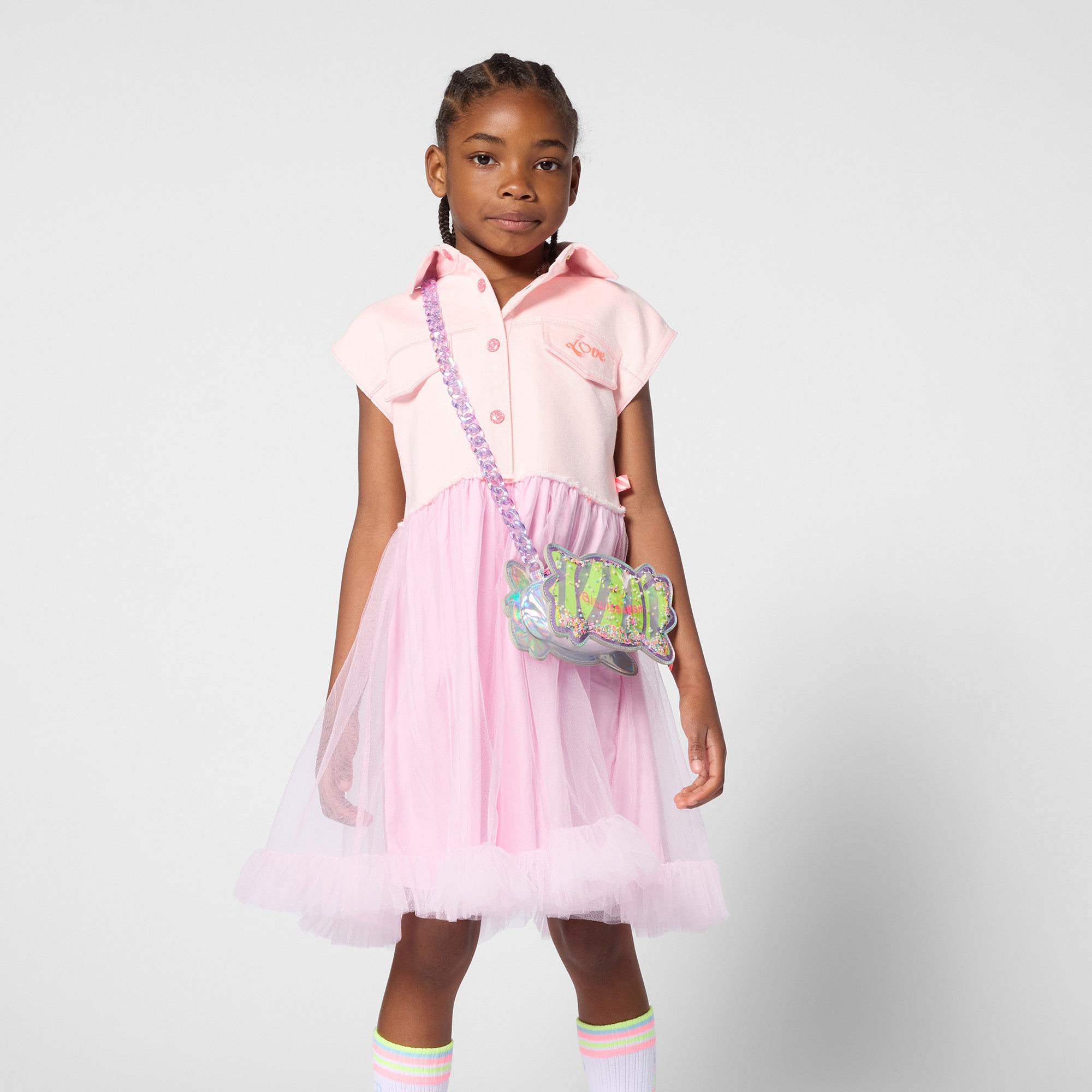 Bi-Material Pink Dress