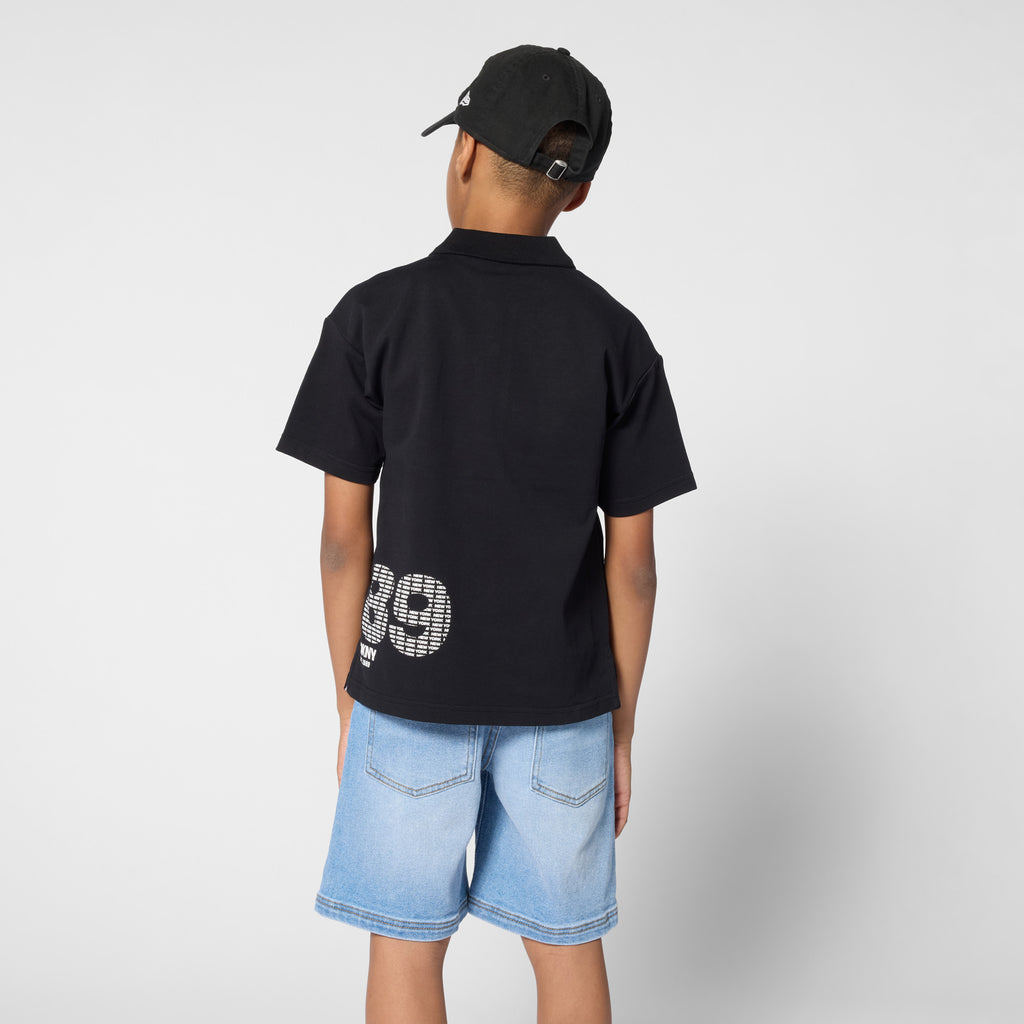Boys Black Logo Polo Shirt