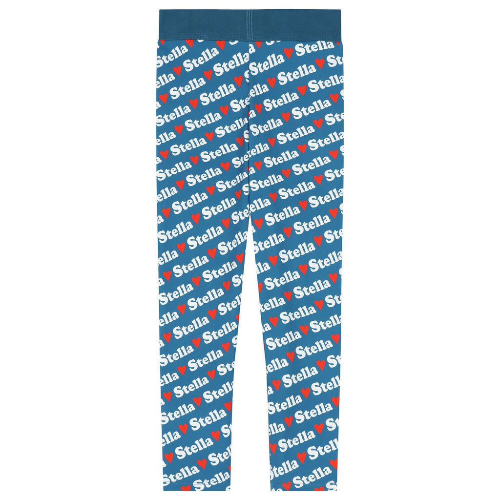 Girls Blue Logo Heart Leggings