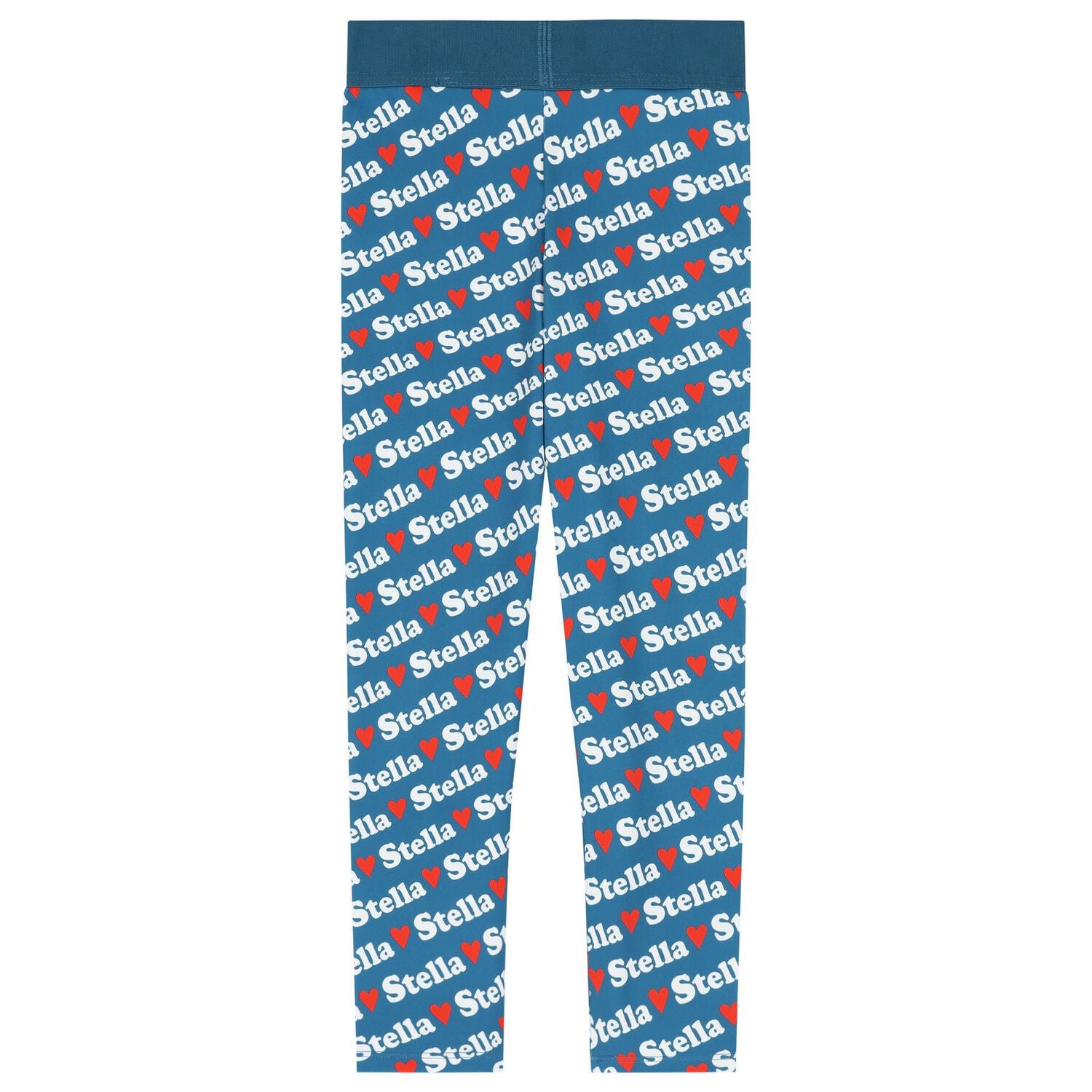 Girls Blue Logo Heart Leggings