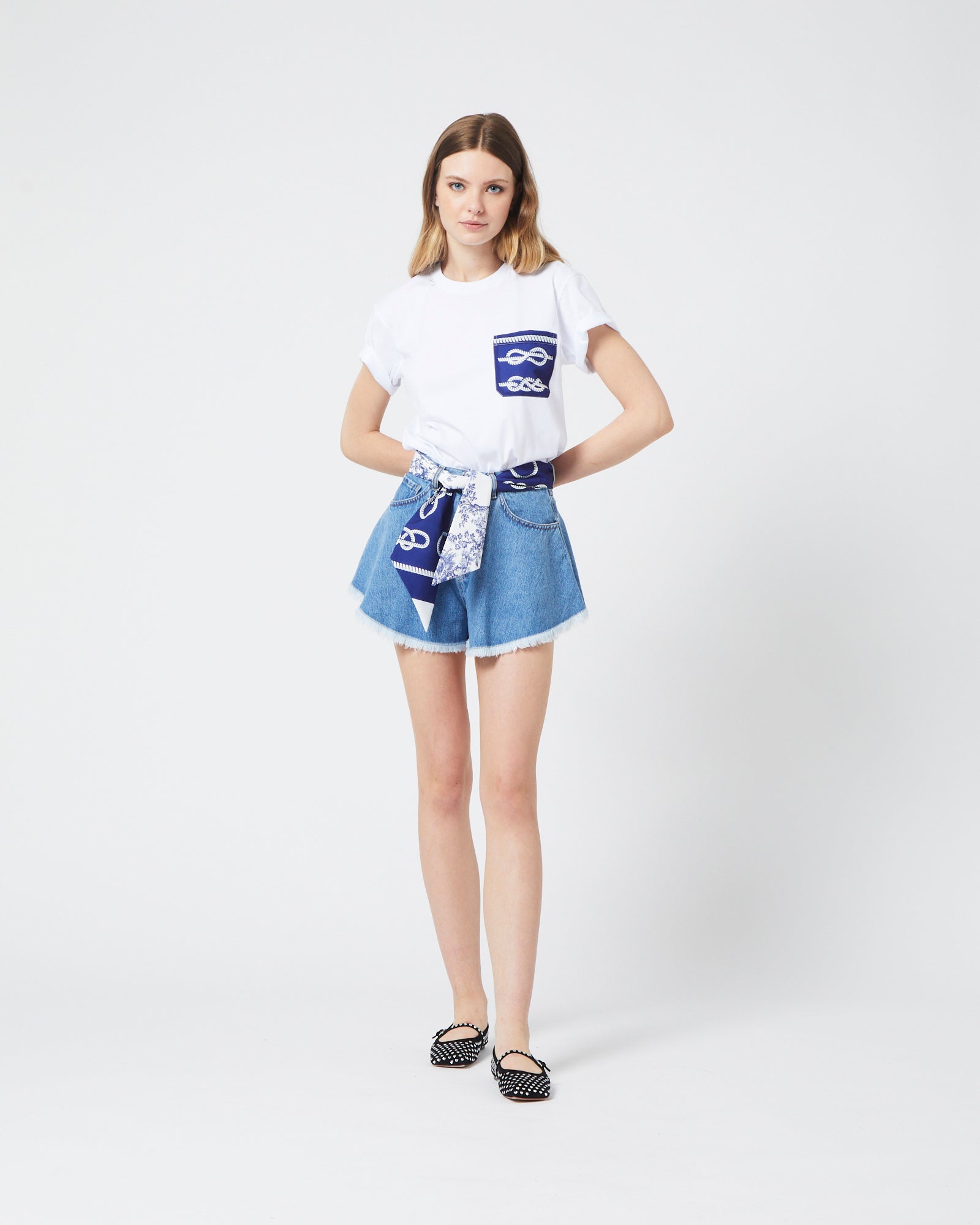 White Print Pocket T-Shirt