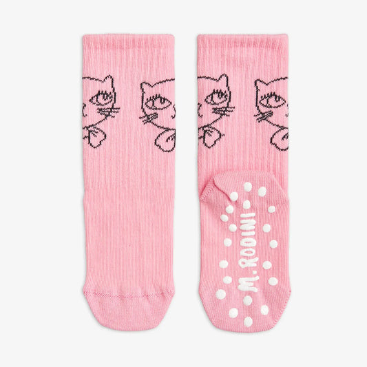 Cat Antislip Socks Pink