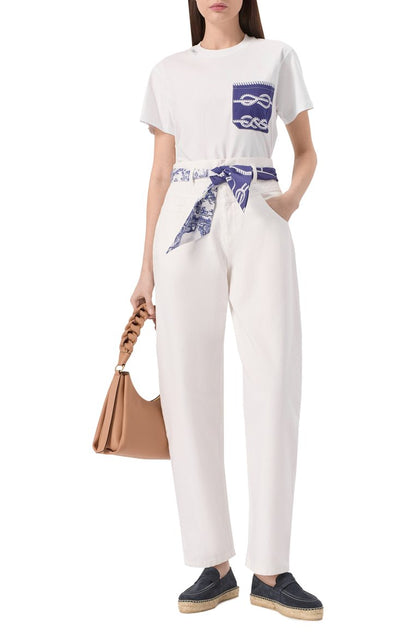 White Print Pocket T-Shirt