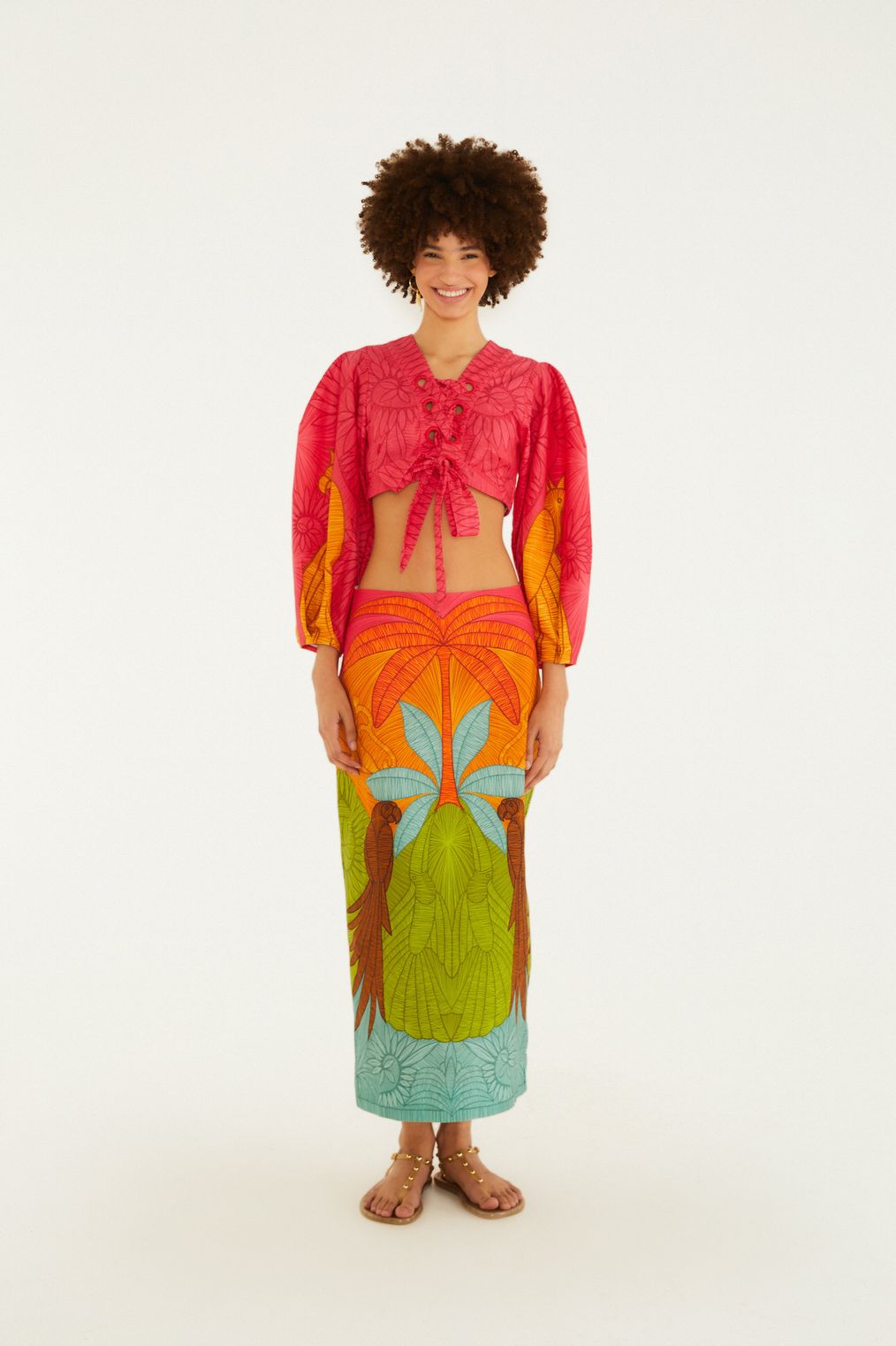 Parrots Linen Crop-Top