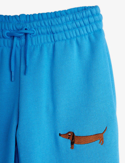 Dog Embroidered Blue Sweatpants