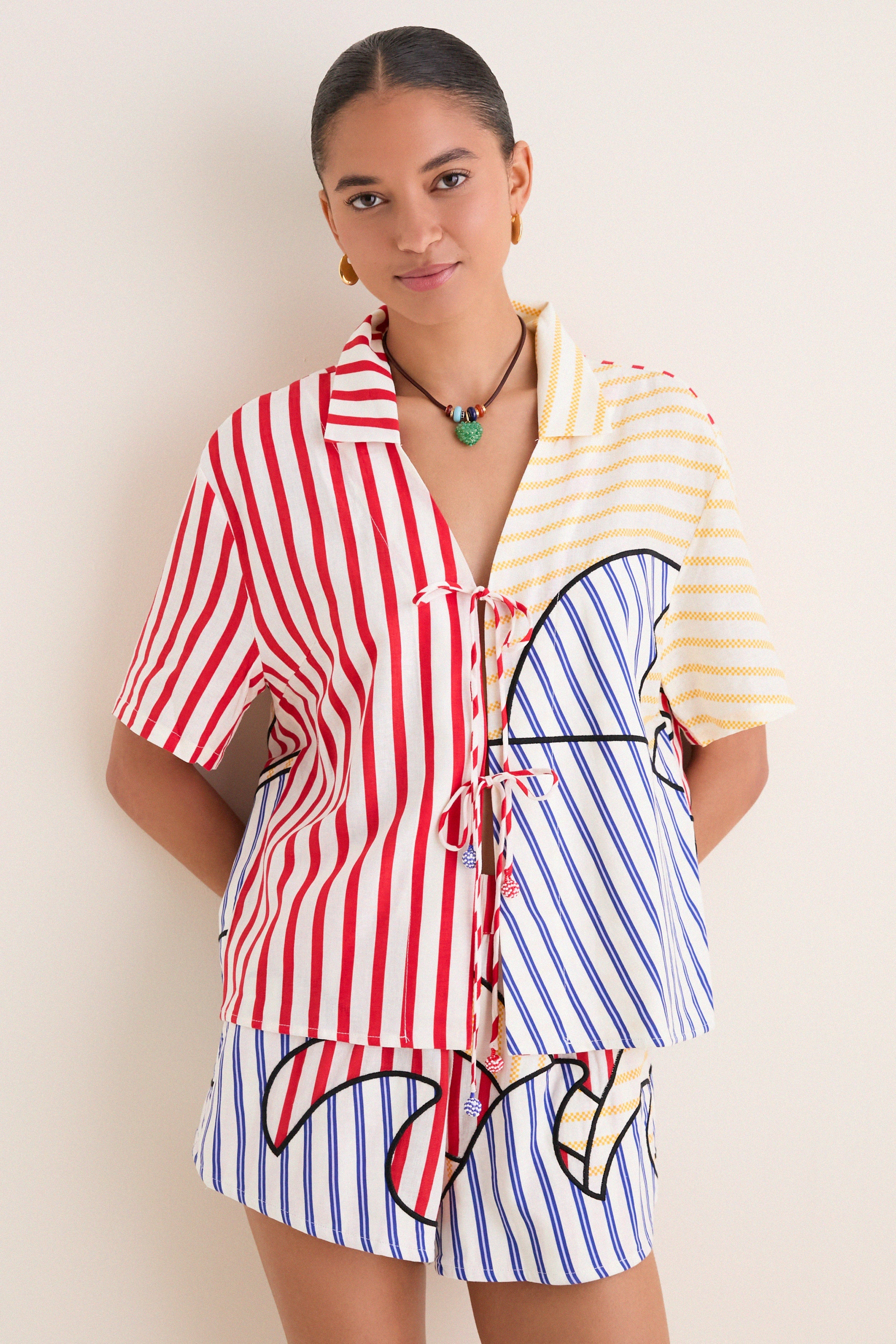 Navy Stripes Off-White Set