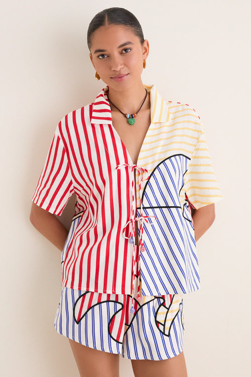 Navy Stripes Off-White Set