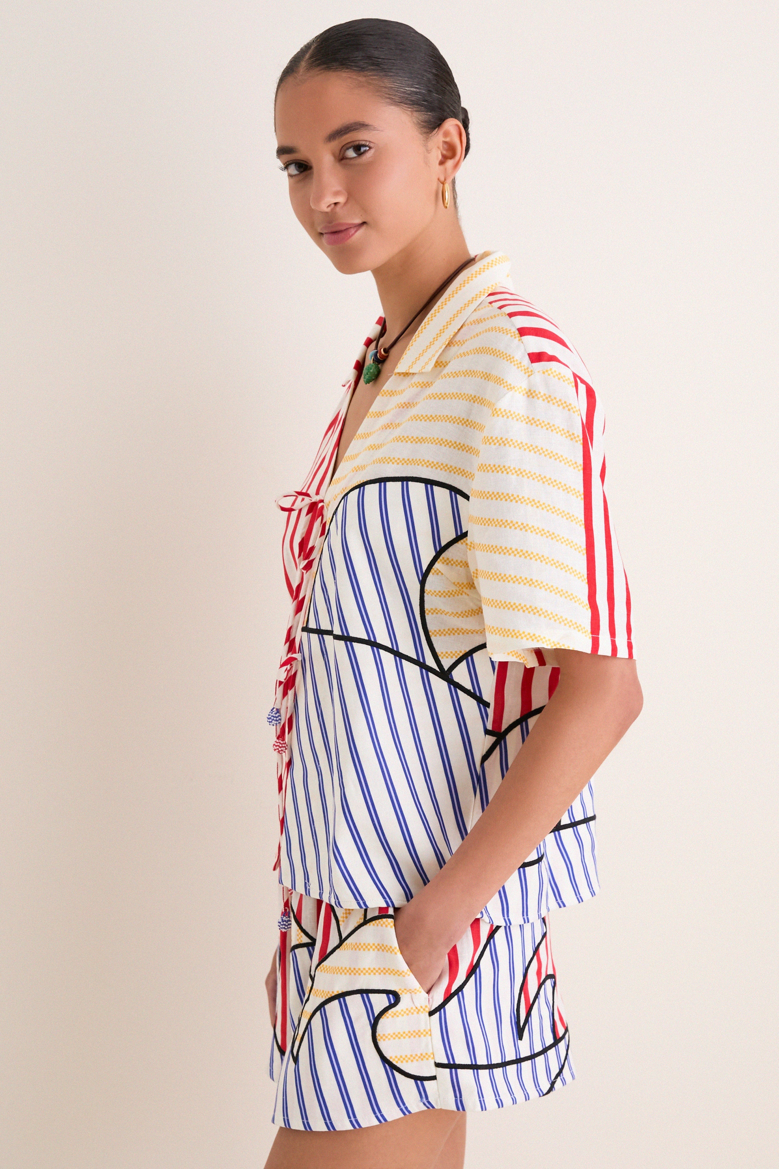 Navy Stripes Off-White Set