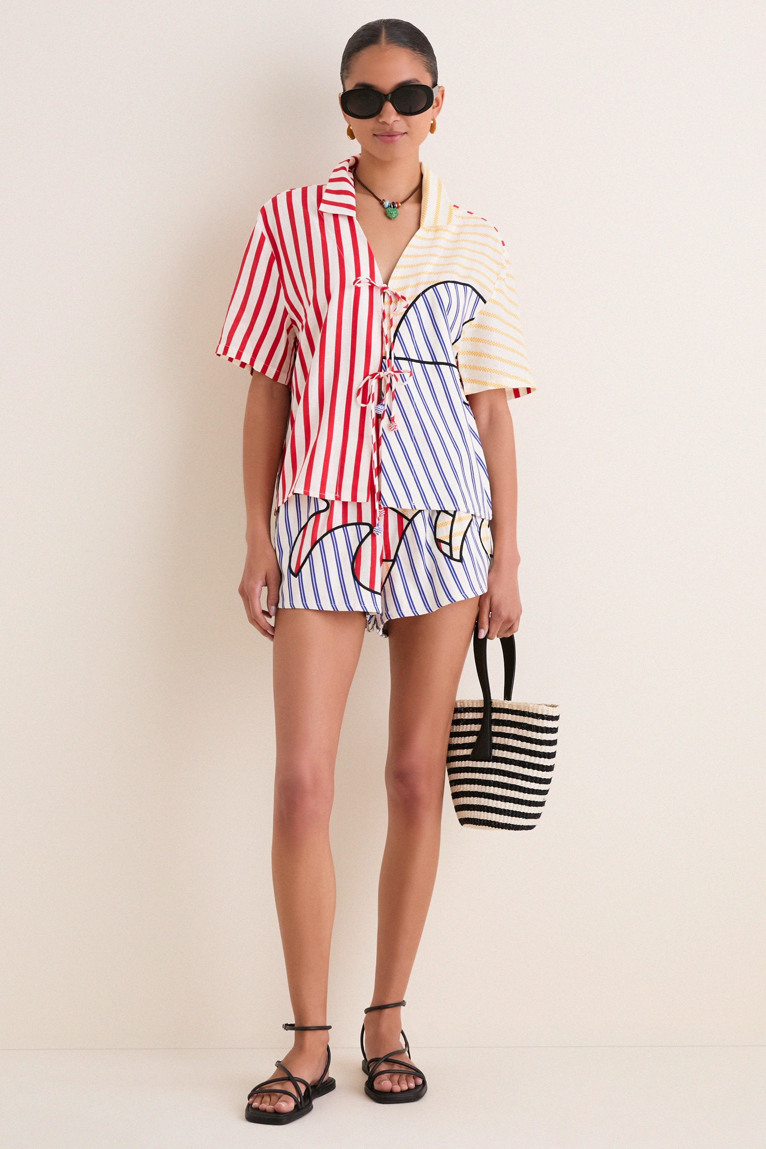 Navy Stripes Off-White Set