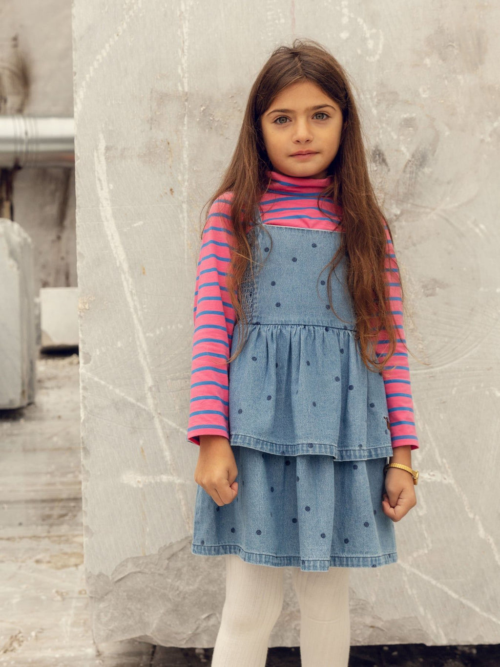 Dotted Denim Dress