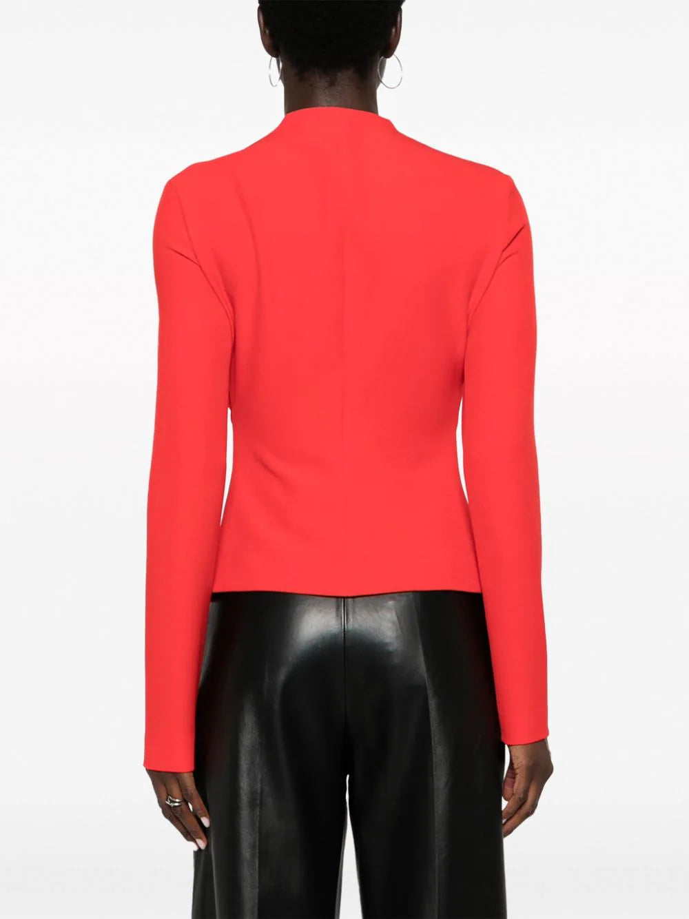 Bow-Detail Long-Sleeve Top Red