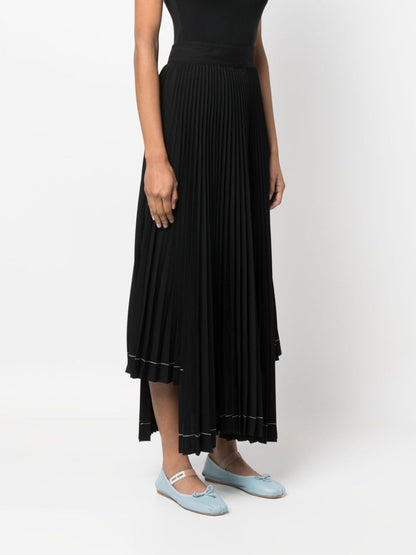 Pleated Asymmetric Long Skirt