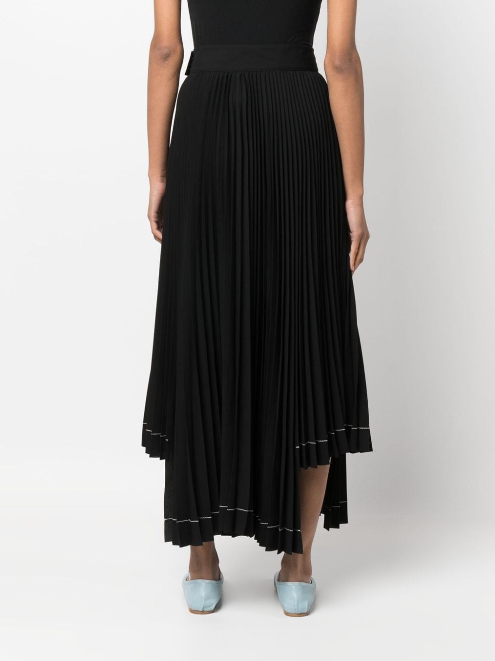 Pleated Asymmetric Long Skirt
