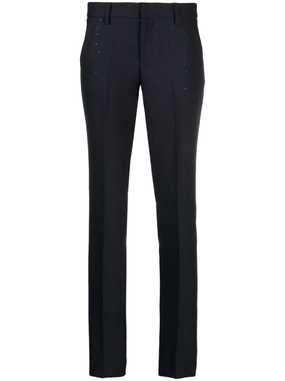 Rhinestone-Embellished Tailored Trousers